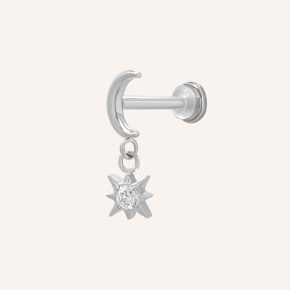 Corrin Moon Star Flat Back - Silver Single