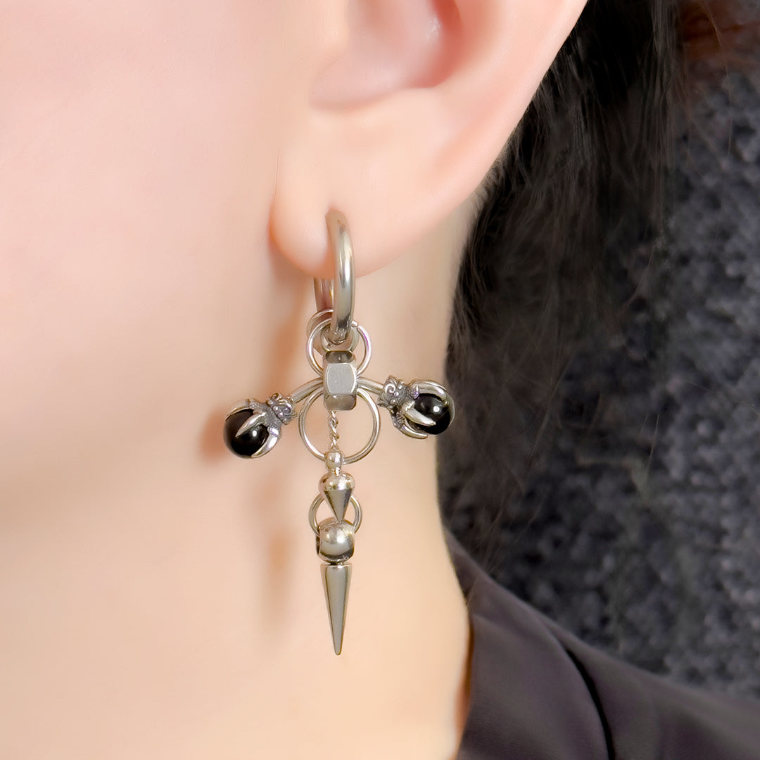 Creed Dragon Claw Black Onyx Hoop Earring - Single