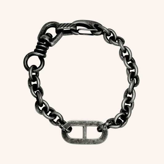 Crispin Anchor Lock Hybrid Chain Bracelet - Smoke