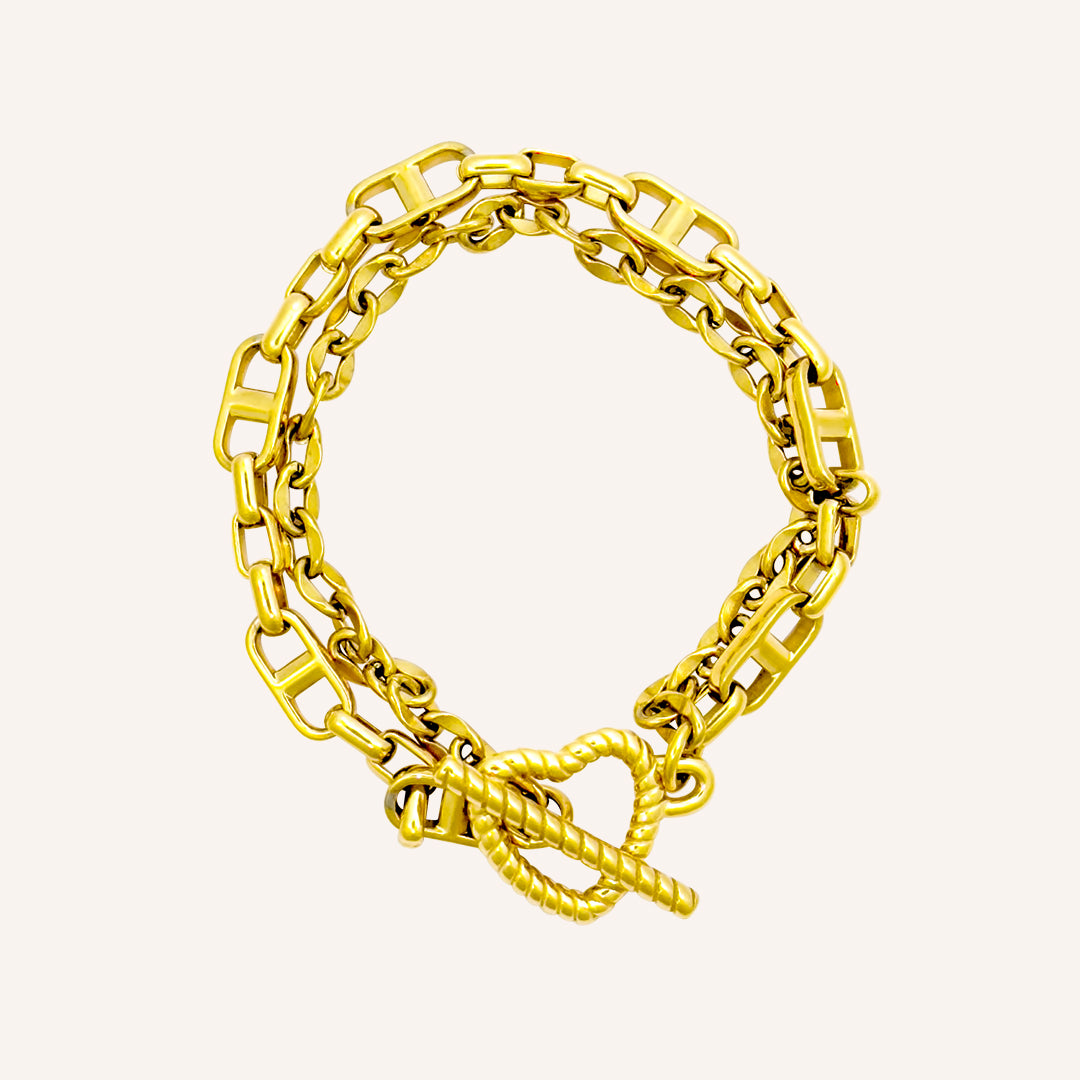 Crosby Rope Love OT Layered Chain Bracelet - Gold