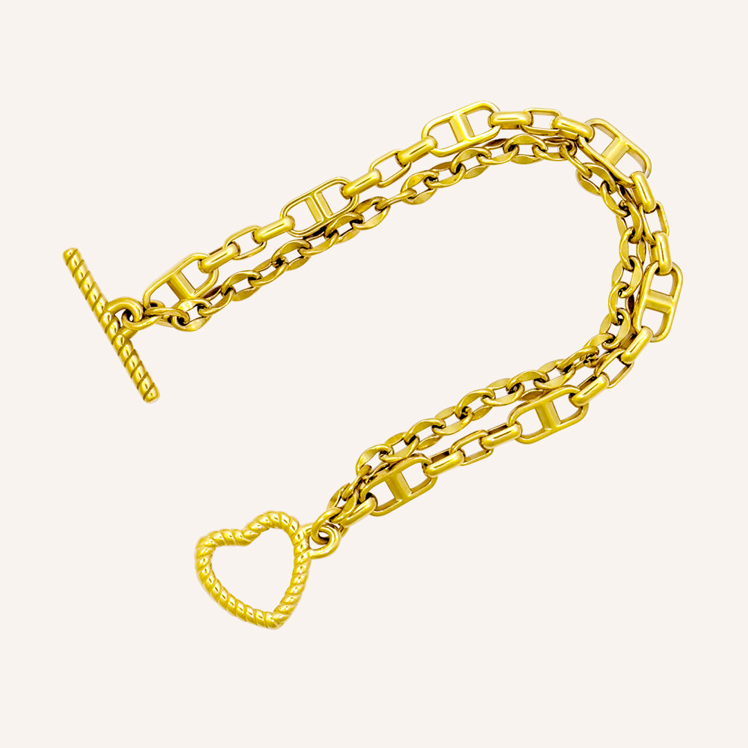 Crosby Rope Love OT Layered Chain Bracelet - Gold