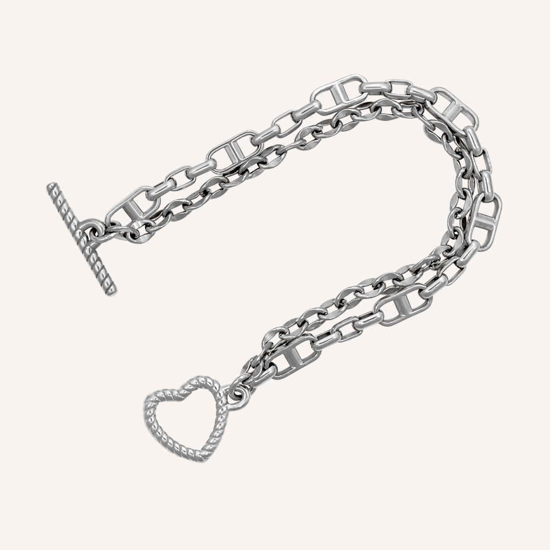 Crosby Rope Love OT Layered Chain Bracelet - Silver