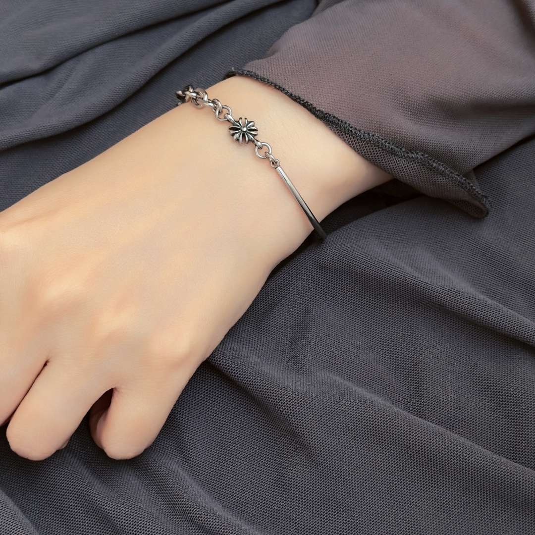 Dalton Chrome Bead Cuff Bracelet - BLFX