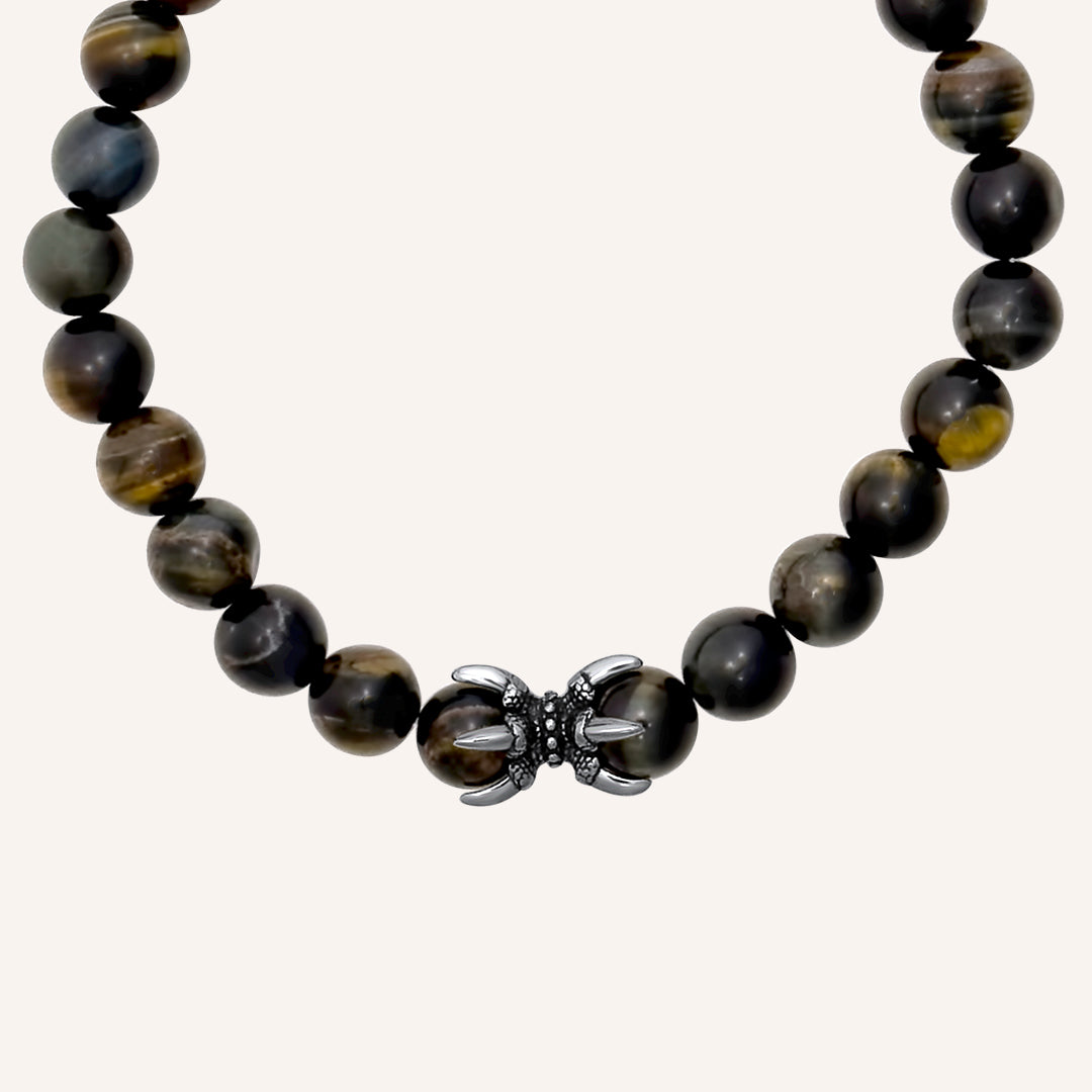 Damion Blue Brown Tiger Eye Dragon Claw Bracelet