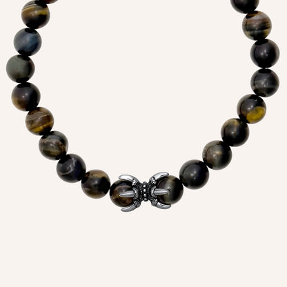 Damion Blue Brown Tiger Eye Dragon Claw Bracelet