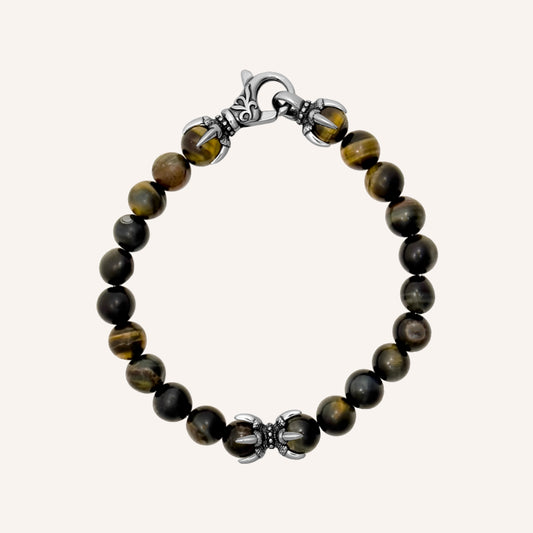 Damion Blue Brown Tiger Eye Dragon Claw Bracelet
