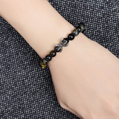Damion Blue Brown Tiger Eye Dragon Claw Bracelet