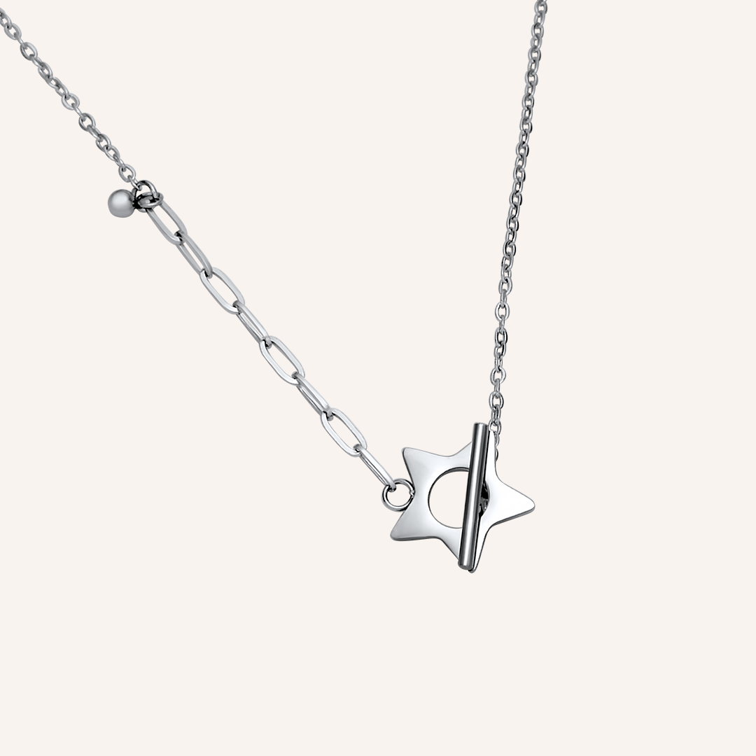 Darlin Star Hybrid Chain OT Necklace - Silver