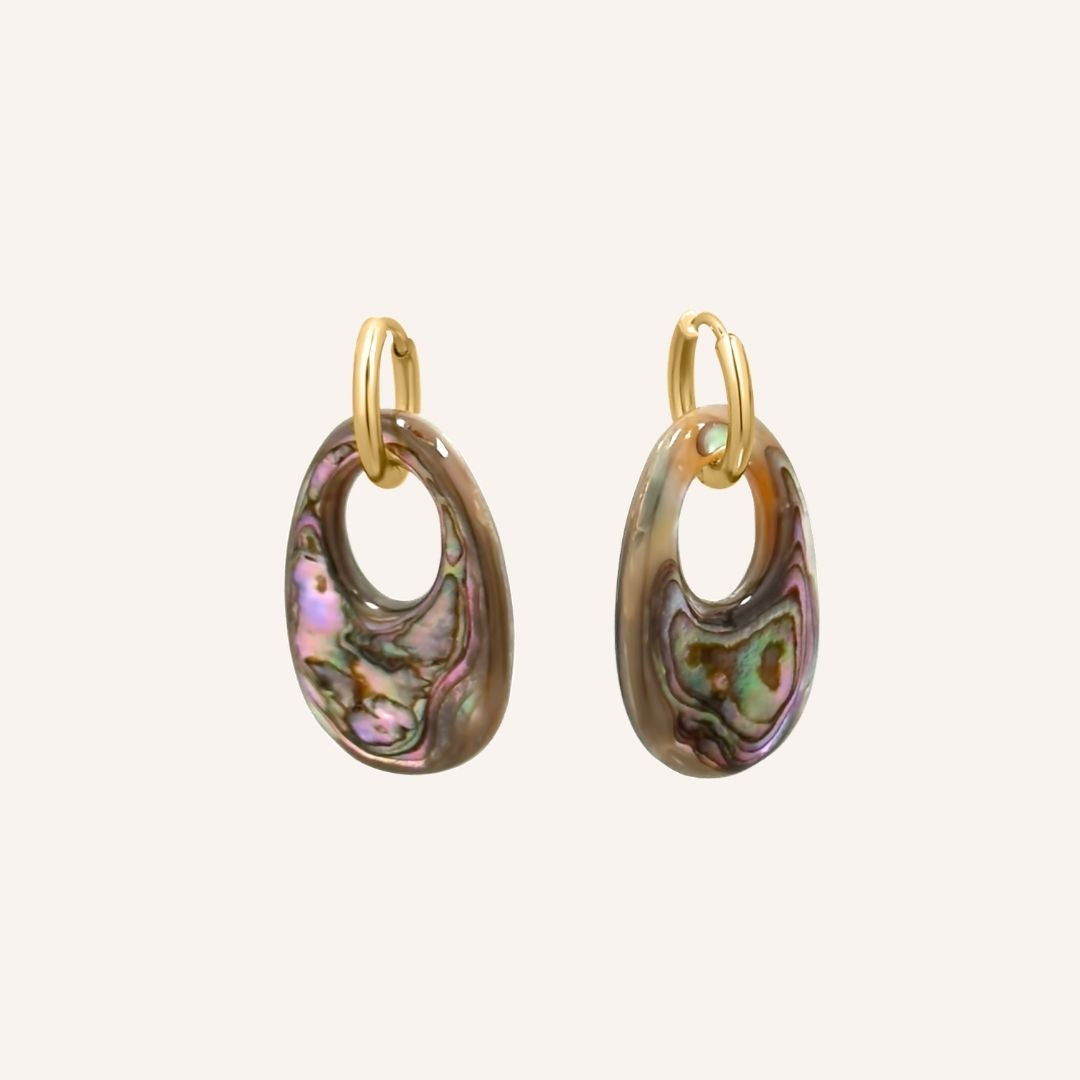 Davina Abalone Shell Hoop Earring - Gold - BLFX