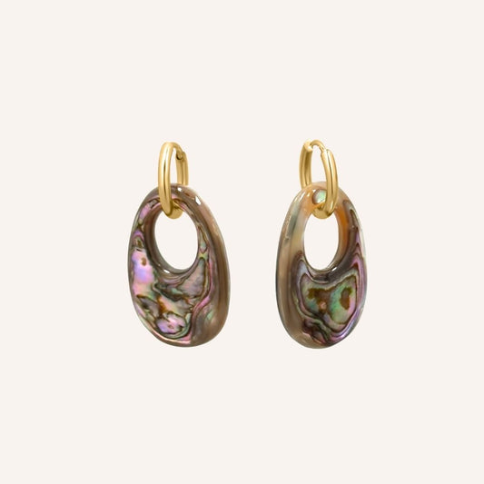 Davina Abalone Shell Hoop Earring - Gold - BLFX