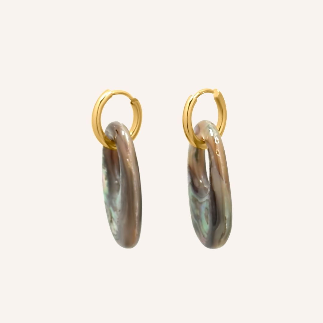 Davina Abalone Shell Hoop Earring - Gold - BLFX