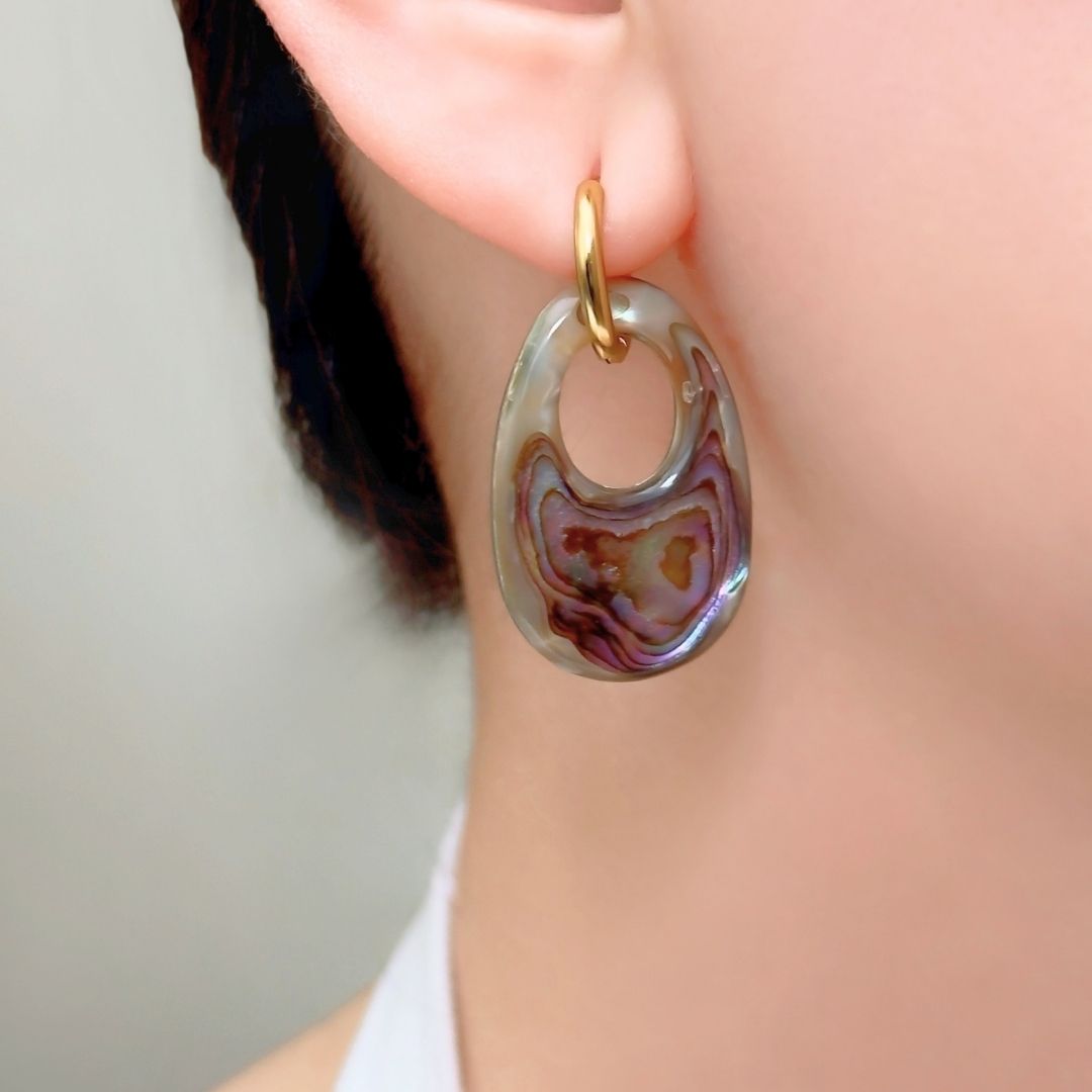 Davina Abalone Shell Hoop Earring - Gold - BLFX
