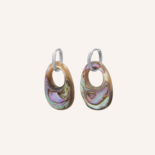 Davina Abalone Shell Hoop Earring - Silver - BLFX