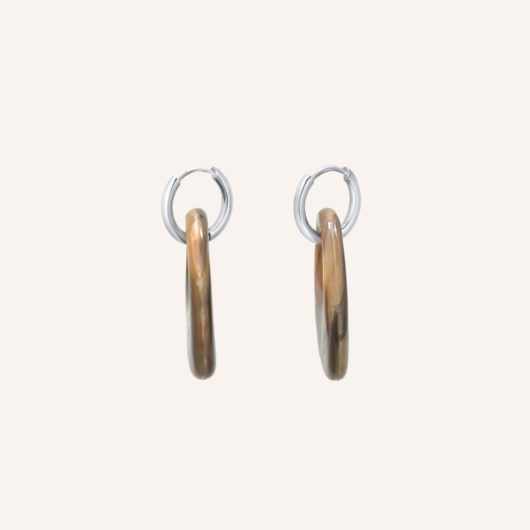 Davina Abalone Shell Hoop Earring - Silver - BLFX