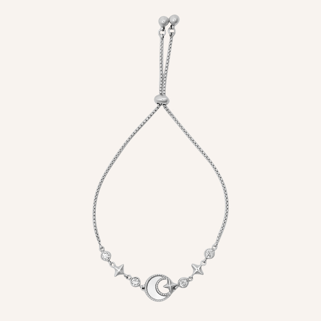 Desdemona Shell Moon Pull Bracelet - Silver