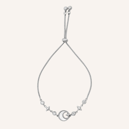 Desdemona Shell Moon Pull Bracelet - Silver