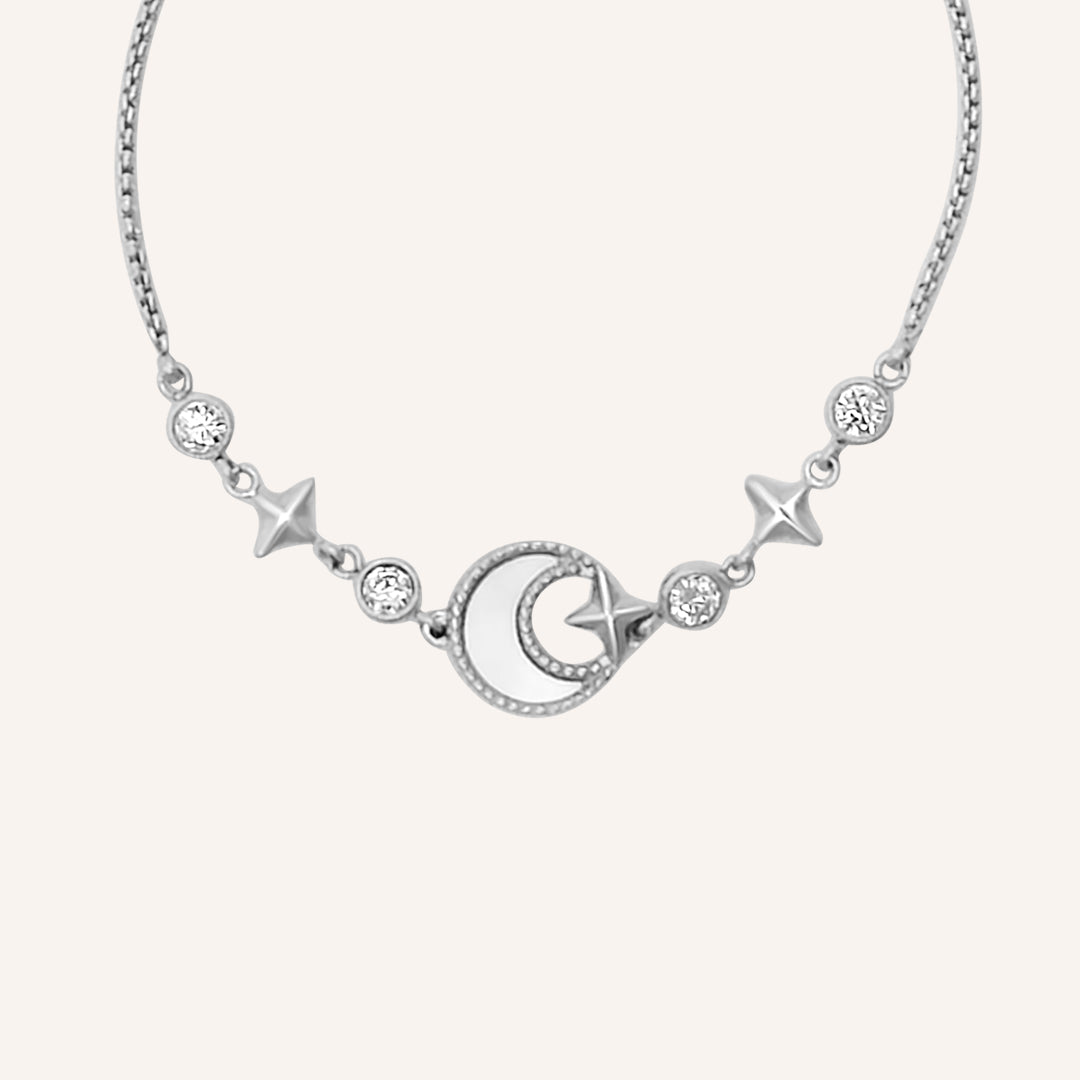 Desdemona Shell Moon Pull Bracelet - Silver