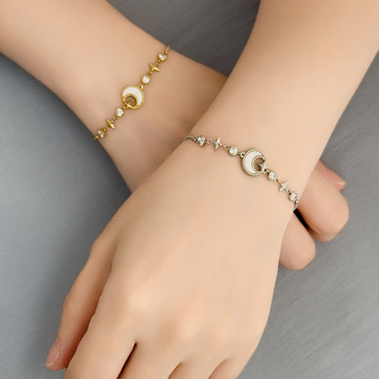 Desdemona Shell Moon Pull Bracelet - Silver