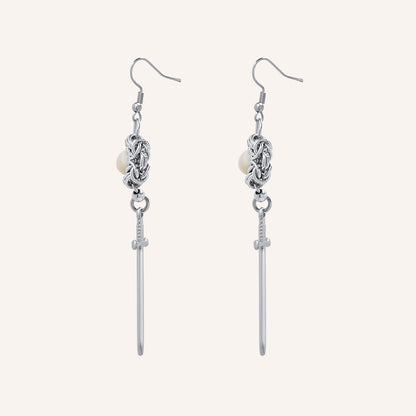 Destiny Shell Bead Chainmail Sword Earring