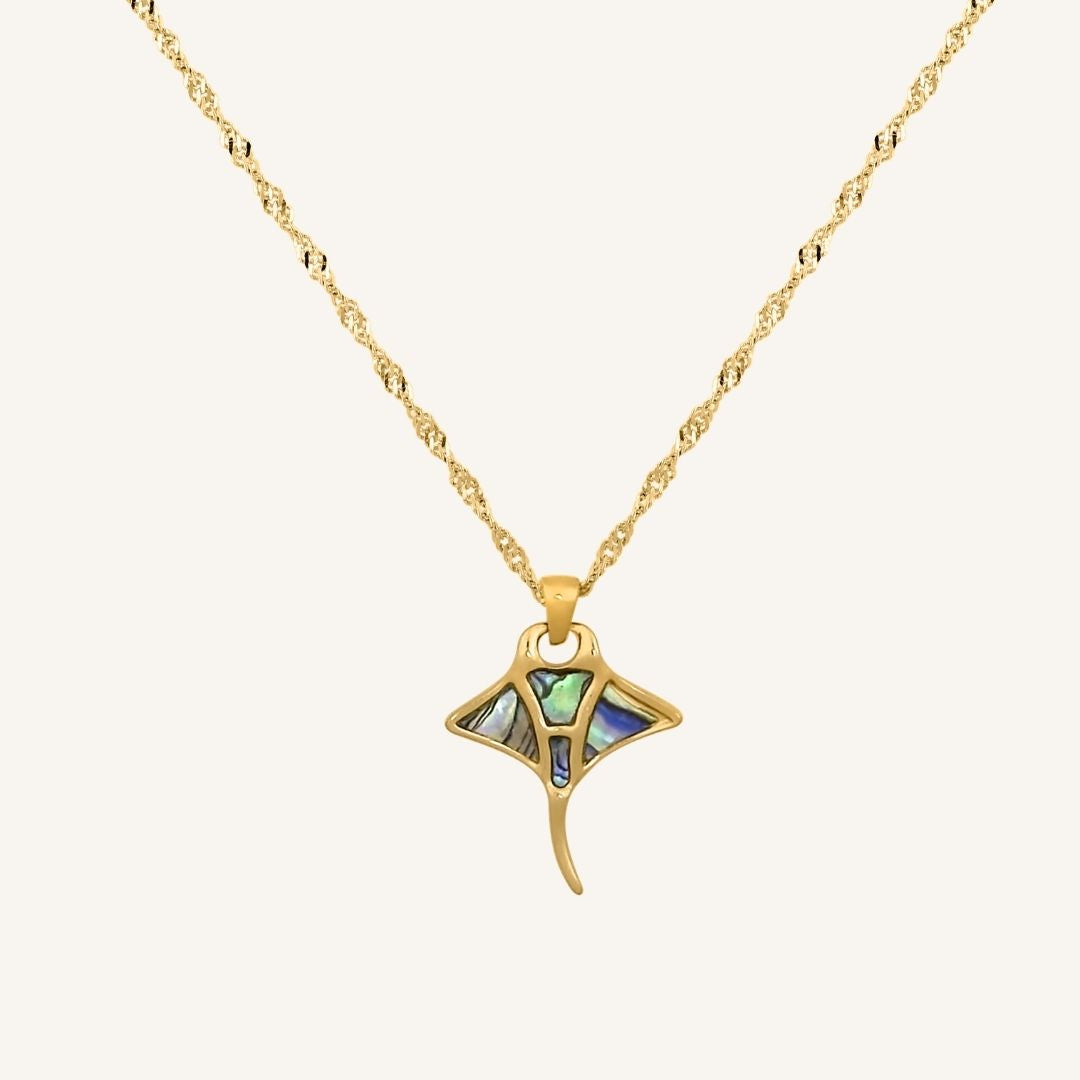 Dianna Manta Ray Abalone Shell Necklace (Gold)