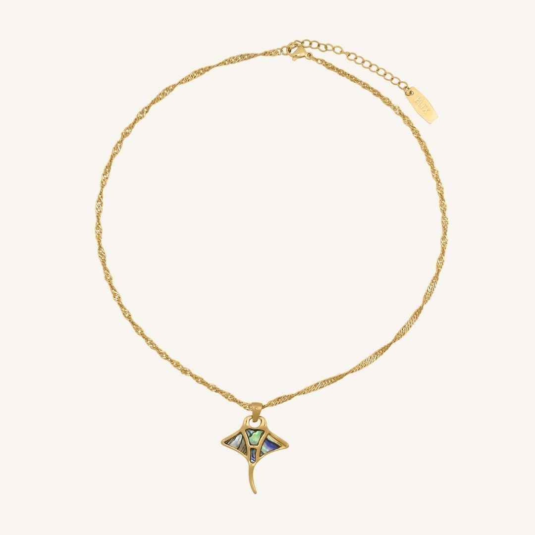 Dianna Manta Ray Abalone Shell Necklace (Gold)