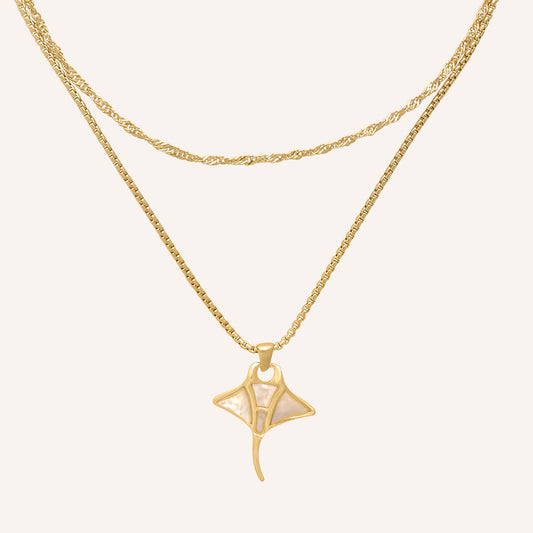 Dianna Stingray Shell Layered Necklace