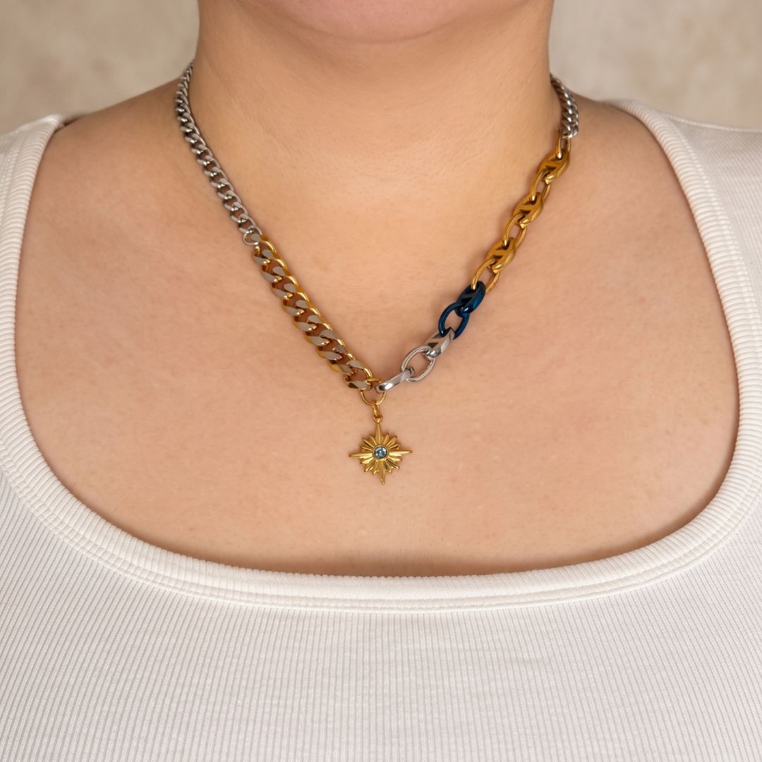 Didrich Hybrid Chain Star Necklace - Gold Silver