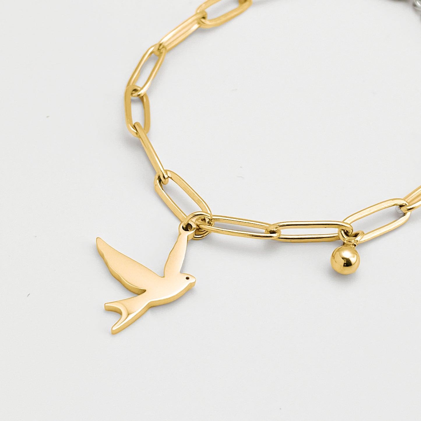 Dove Drop Chain Bracelet - Gold