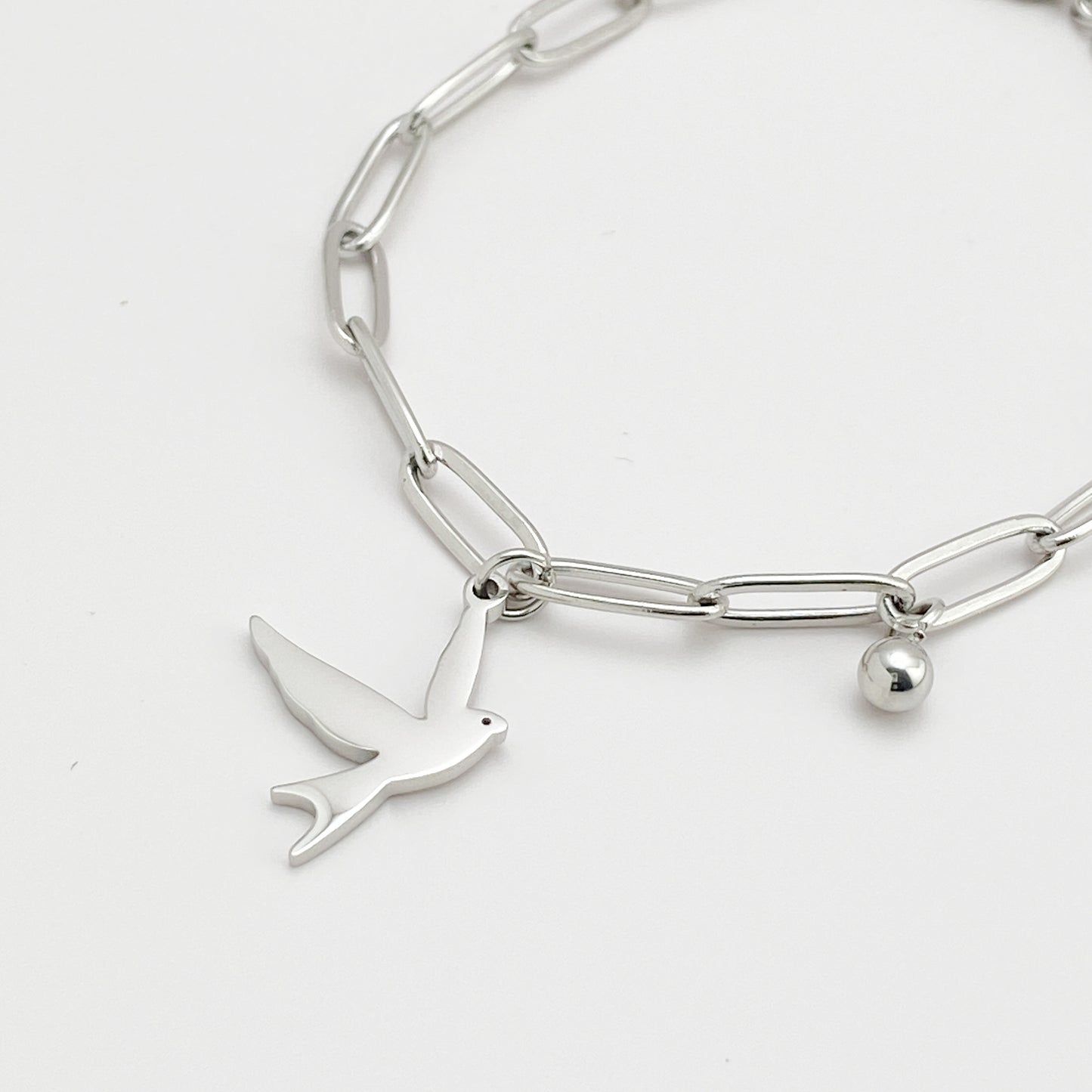 Dove Drop Chain Bracelet - Silver