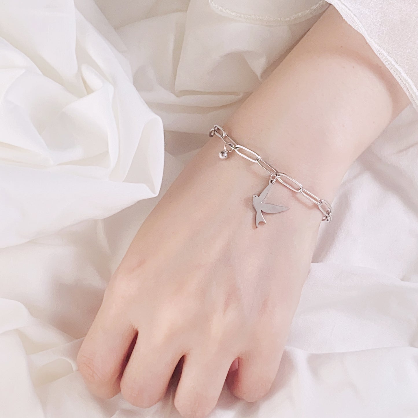 Dove Drop Chain Bracelet - Silver