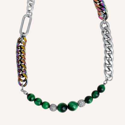 Dustin Green Tiger Eye Hybrid Chain Necklace