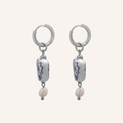 Ebel Porcelain Love Bow Hoop Earring - Silver