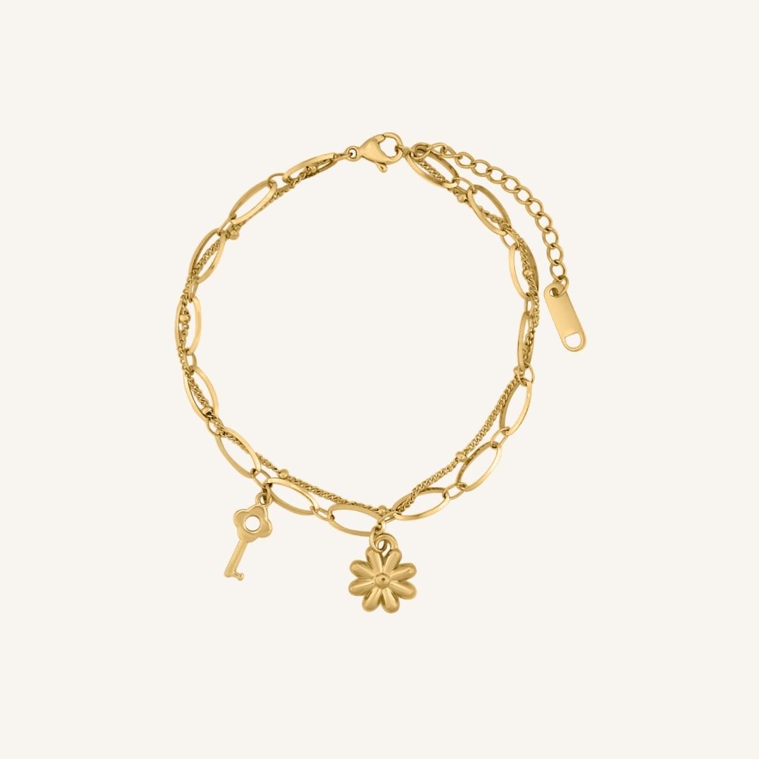 Ebris Flower Key Bracelet - Gold