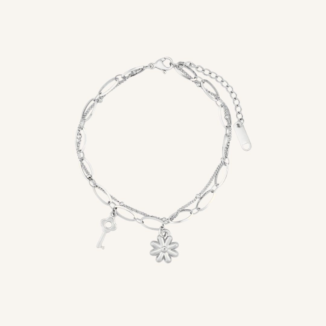 Ebris Flower Key Bracelet - Silver