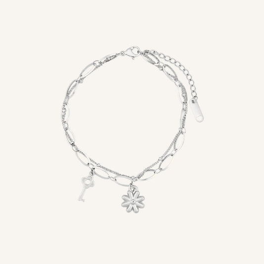 Ebris Flower Key Bracelet - Silver