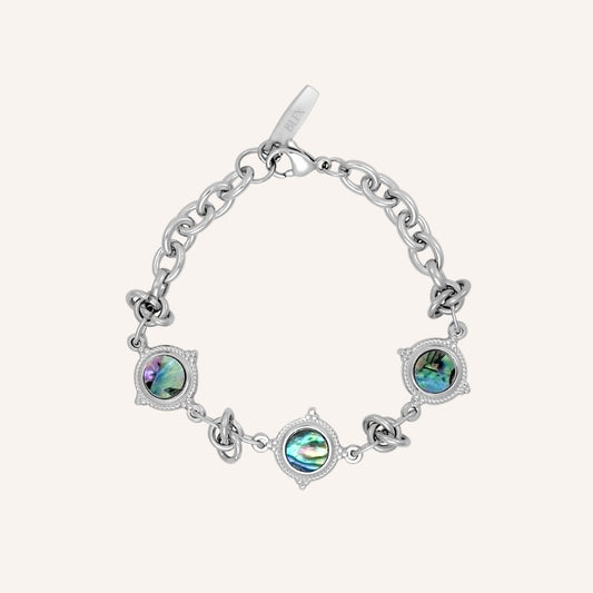Edessa Abalone Shell Knot Bracelet (Silver)