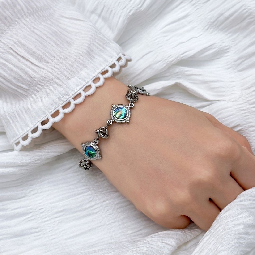 Edessa Abalone Shell Knot Bracelet (Silver) - BLFX