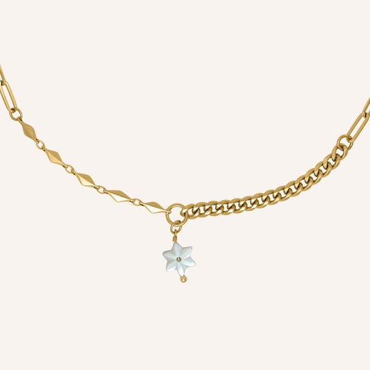 Eerin Hybrid Chain Star Shell Necklace - Gold - BLFX
