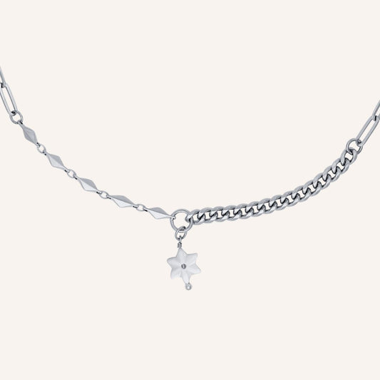 Eerin Hybrid Chain Star Shell Necklace - Silver - BLFX