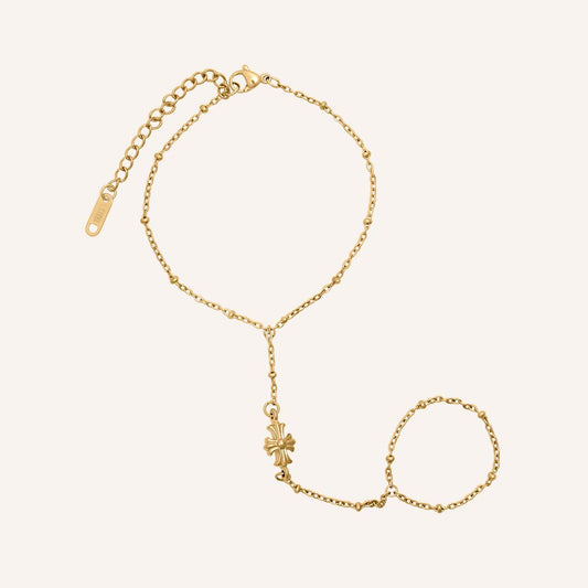 Eila Cross Hand Chain Bracelet - Gold