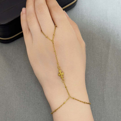 Eila Cross Hand Chain Bracelet - Gold
