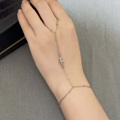Eila Cross Hand Chain Bracelet - Silver