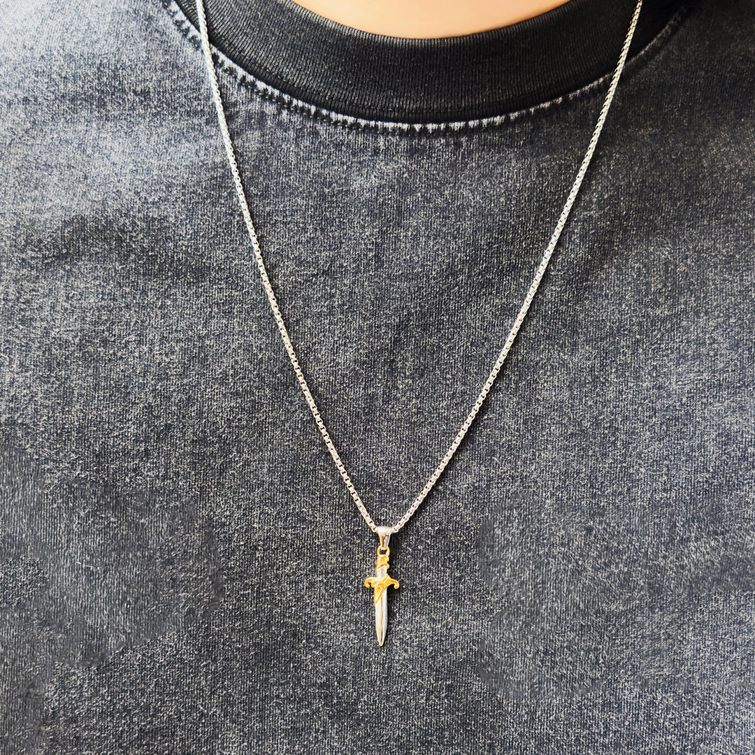 Elara Duo Tone Sword Necklace