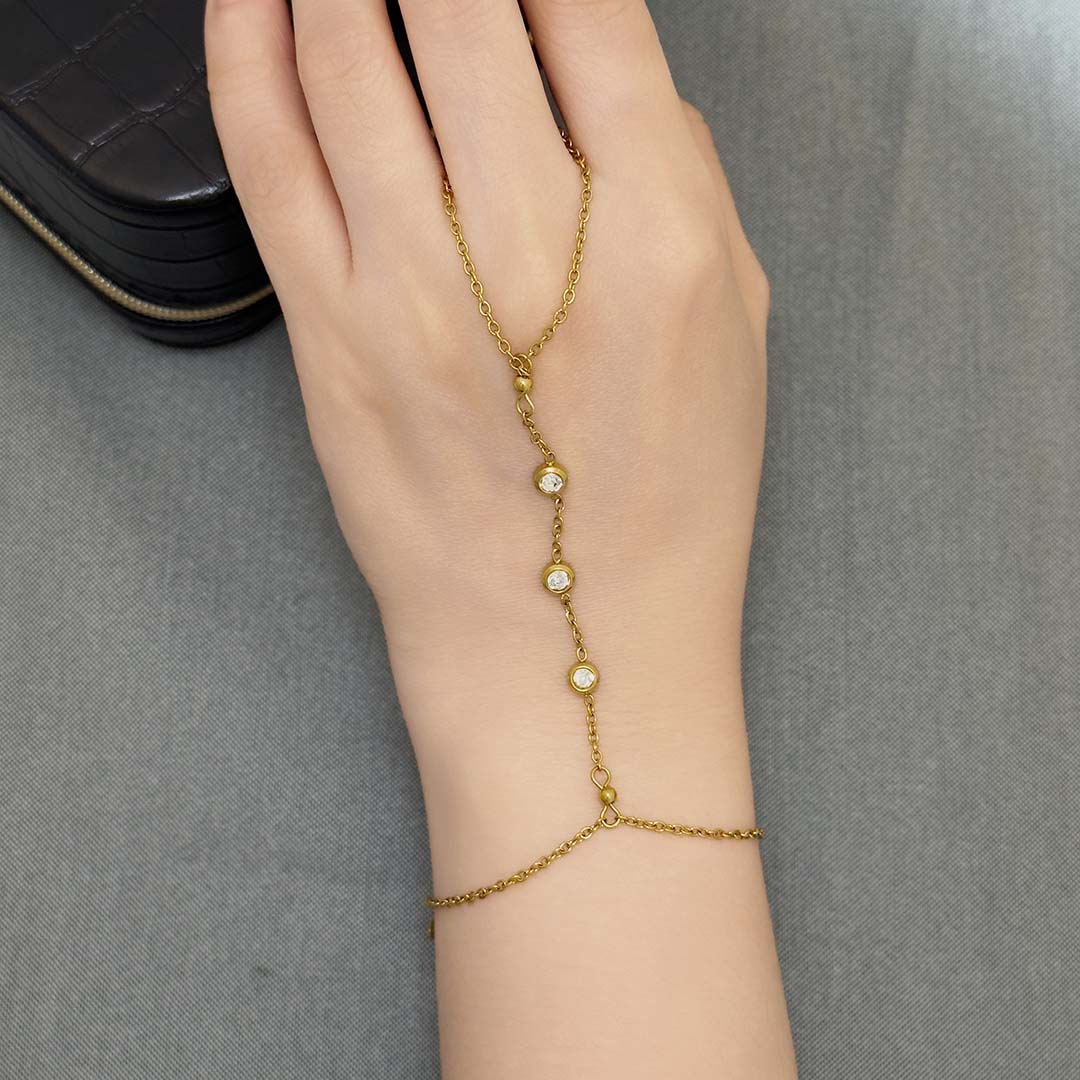 Eleron Rhinestone Hand Chain Bracelet