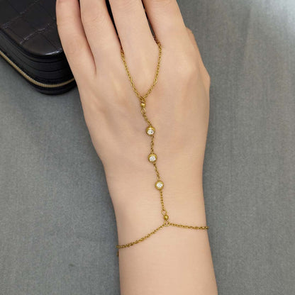 Eleron Rhinestone Hand Chain Bracelet