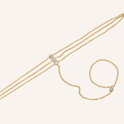 Elesse Layered Rhinestone Hand Chain Bracelet