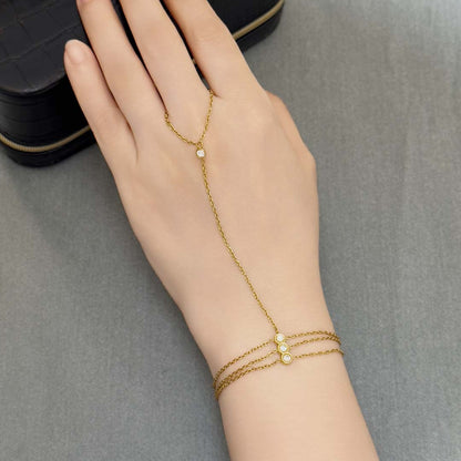 Elesse Layered Rhinestone Hand Chain Bracelet