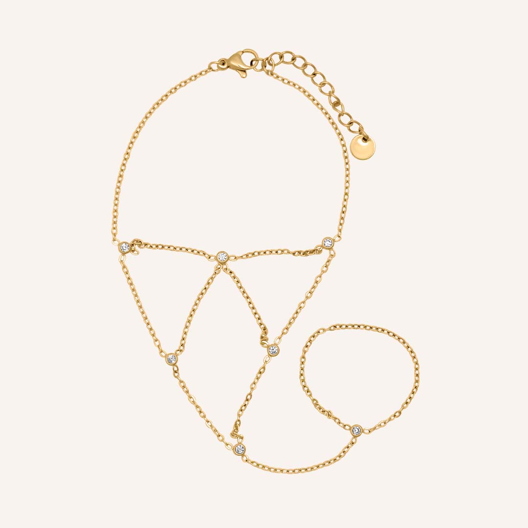 Elian Web Rhinestone Hand Chain Bracelet