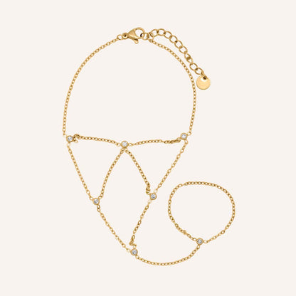 Elian Web Rhinestone Hand Chain Bracelet