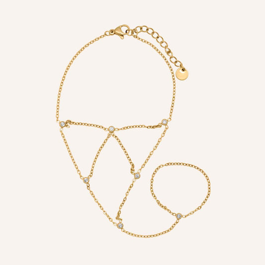 Elian Web Rhinestone Hand Chain Bracelet